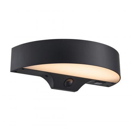 Επίτοιχο Φωτιστικό LED 5W Solar-USB Monay Round Πλαστικό Μαύρο IP44
