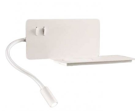 Απλίκα Με Σποτ LED 6W+3W με USB & Wireless Charging Flat DX Λευκή