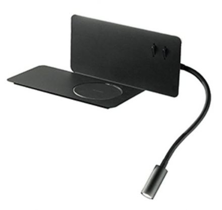 Απλίκα Με Σποτ LED 6W+3W με USB & Wireless Charging Flat DX Μαύρη
