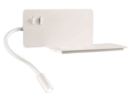 Απλίκα Με Σποτ LED 6W+3W με USB & Wireless Charging Flat SX Λευκή