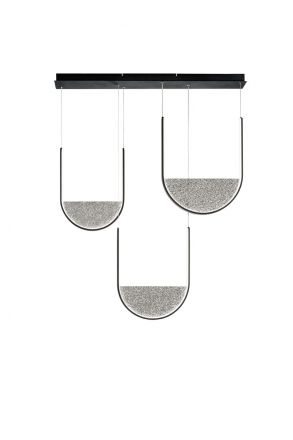 Κρεμαστό Φωτιστικό Ράγα LED 108W Lotus Μαύρο/Smoke