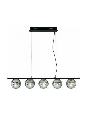 Κρεμαστό Φωτιστικό Ράγας LED 5xE14 Monile Μαύρο/Smoke 5-NERO