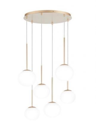 Κρεμαστό Πολύφωτο Φωτιστικό LED 6xE14 Jewel Χρυσό/Οπάλ R-6ORO