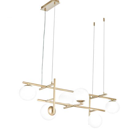 Κρεμαστό Πολύφωτο Φωτιστικό LED 6xE14 Jewel Χρυσό/Οπάλ
