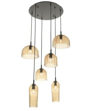 Κρεμαστό Πολύφωτο Φωτιστικό LED 6xE14 Puck Amber/Μαύρο