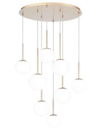 Κρεμαστό Πολύφωτο Φωτιστικό LED 8xE14 Jewel Χρυσό/Οπάλ