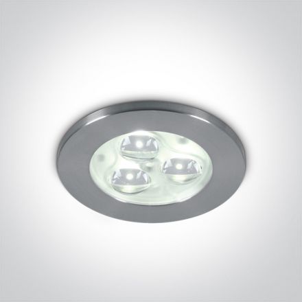 One Light Χωνευτό Σποτ LED 3x1W Αλουμίνιο/Γυαλί Dimmable
