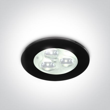 One Light Χωνευτό Σποτ LED 3x1W Αλουμίνιο/Γυαλί Dimmable