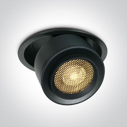 One Light Ρυθμιζόμενο Spot COB LED 15W Honeycomb 3000K Αλουμίνιο Μαύρο
