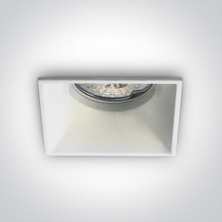 Τετράγωνο Χωνευτό Σποτ Semi Trimless LED GU10 MR16 Αλουμίνιο Λευκό