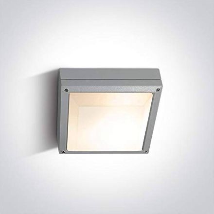 One Light Τετράγωνο Φωτιστικό Οροφής Plafo LED E27 Die Cast Γκρι IP54