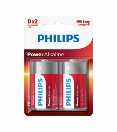 Philips Μπαταρίες Αλκαλικές D 2 pack