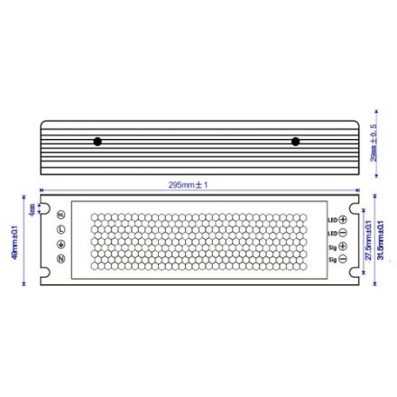 Baris Light Τροφοδοτικό IP20 24V 250W TRIAC & 0/1-10V DIMMABLE 295x59x29mm