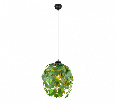 Trio Lighting Κρεμαστό Φωτιστικό 1xE27 LEAVY Μαύρο-Πράσινο Μέταλλο-Πλαστικό