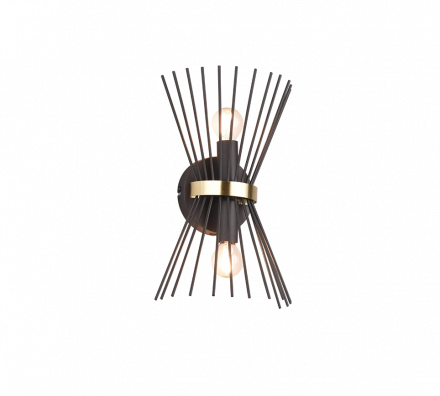 Trio Lighting Επίτοιχο Φωτιστικό ROD LED 2xE14 Μέταλλο Μαύρο/Χρυσό