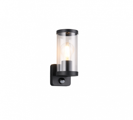 Trio Lighting Απλίκα LED 1xE27 BONITO Αισθητήρας Κίνησης Μαύρο Ματ IP44