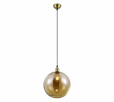 Trio Lighting Κρεμαστό Φωτιστικό 1xE27 DINO Ορείχαλκος-Amber Μέταλλο-Γυαλί
