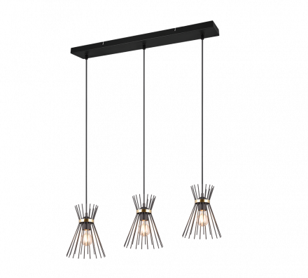 Trio Lighting Κρεμαστό Φωτιστικό ROD LED 3xE27 Μέταλλο Μαύρο/Χρυσό