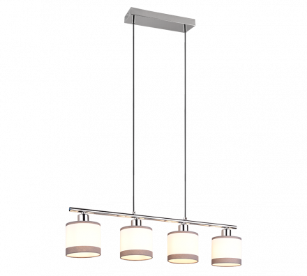 Trio Lighting Κρεμαστό Φωτιστικό DAVOS LED 4xE14 Μέταλλο/Ύφασμα Chrome/Λευκό
