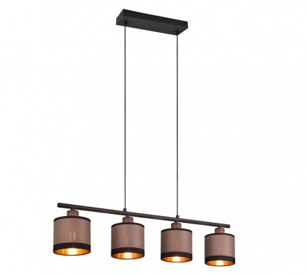 Trio Lighting Κρεμαστό Φωτιστικό DAVOS LED 4xE14 Μέταλλο/Ύφασμα Μαύρο/Taupe