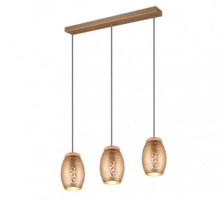 Trio Lighting Κρεμαστό Φωτιστικό BIDAR LED 3xE27 Μέταλλο Καφέ