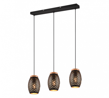 Trio Lighting Κρεμαστό Φωτιστικό BIDAR LED 3xE27 Μέταλλο Μαύρο-Χρυσό