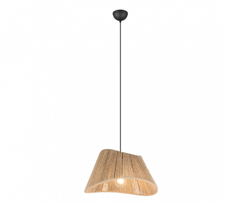 Trio Lighting Κρεμαστό Φωτιστικό 1xE27 VALERIE Μαύρο Ματ Μέταλλο-Jute
