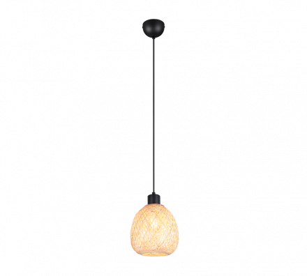 Trio Lighting Κρεμαστό Φωτιστικό 1xE27 AMELIE Μαύρο Μέταλλο-Bamboo