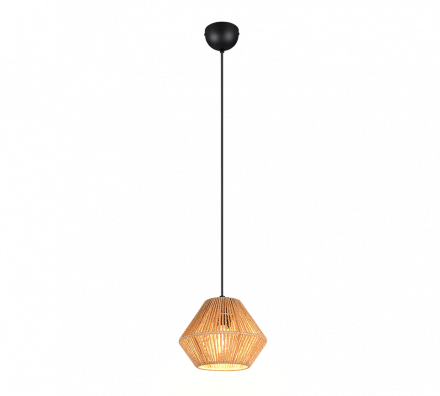 Trio Lighting Κρεμαστό Φωτιστικό 1xE27 LUCILLE Μαύρο Ματ Μέταλλο-Καφέ Paper