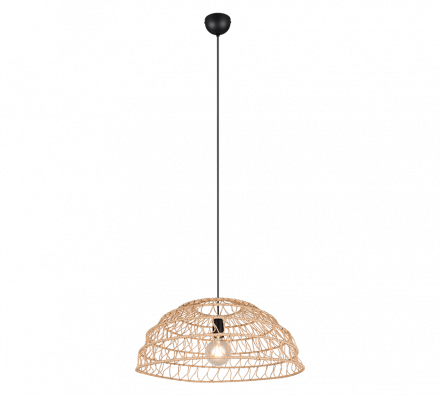 Trio Lighting Κρεμαστό Φωτιστικό 1xE27 PAULETTE Μαύρο Ματ Μέταλλο-Καφέ Paper