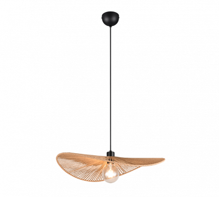 Trio Lighting Κρεμαστό Φωτιστικό 1xE27 LAURINE Μαύρο Ματ Μέταλλο-Καφέ Paper