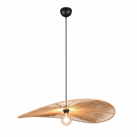 Trio Lighting Κρεμαστό Φωτιστικό 1xE27 LAURINE Μαύρο Ματ Μέταλλο-Καφέ Paper 78cm