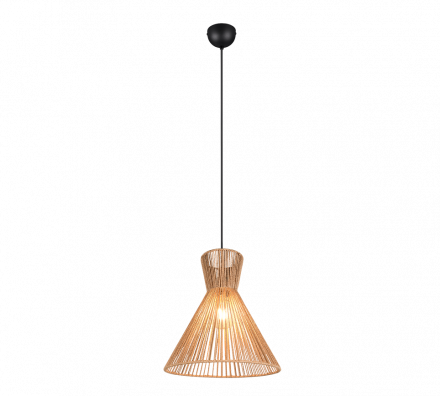 Trio Lighting Κρεμαστό Φωτιστικό 1xE27 ROSALIE Μαύρο Ματ Μέταλλο-Καφέ Paper