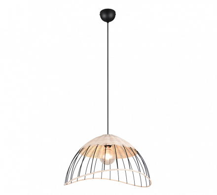 Trio Lighting Κρεμαστό Φωτιστικό 1xE27 SANDRINE Μαύρο Ματ Μέταλλο-Rattan