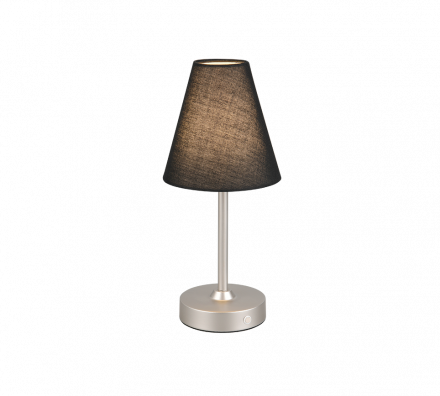 Trio Lighting Επιτραπέζιο Φωτιστικό LED 1.5W 3000K USB KENNY Nickel Mat Μέταλλο-Μαύρο Υφασμάτινο Αμπαζούρ