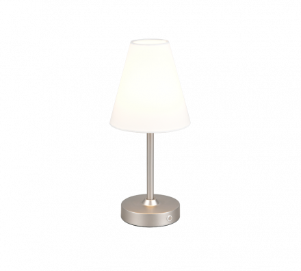 Trio Lighting Επιτραπέζιο Φωτιστικό LED 1.5W 3000K USB KENNY Nickel Mat Μέταλλο-Υφασμάτινο Αμπαζούρ