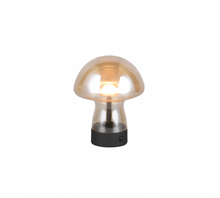 Trio Lighting Επαναφορτιζόμενο Επιτραπέζιο Φωτιστικό LED 1.5W DOOLEY Amber Γυαλί