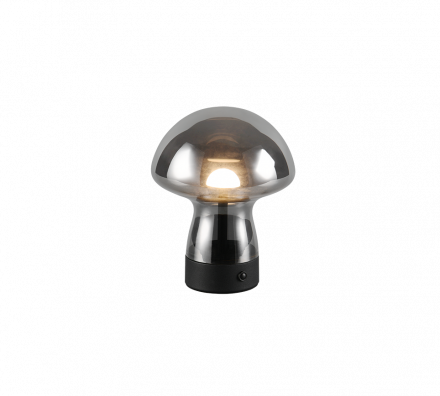 Trio Lighting Επαναφορτιζόμενο Επιτραπέζιο Φωτιστικό LED 1.5W DOOLEY Smoke Γυαλί