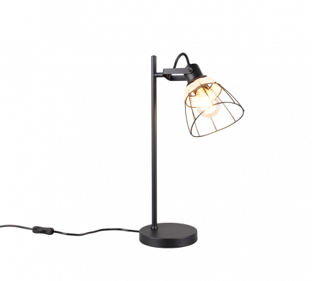 Trio Lighting Επιτραπέζιο Φωτιστικό 1xE27 JEROME Μαύρο Ματ Μέταλλο-Rattan