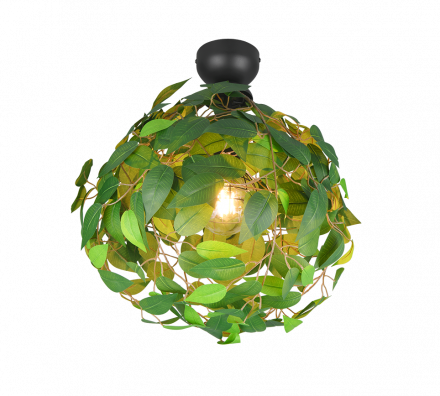 Trio Lighting Πλαφονιέρα 1xE27 LEAVY Μαύρο-Πράσινο Μέταλλο-Πλαστικό