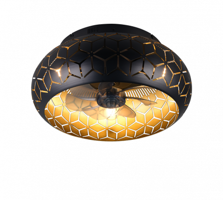 Trio Lighting Ανεμιστήρας Οροφής με Φως 3xE27 BIDAR Μαύρο-Χρυσό Πλαστικό