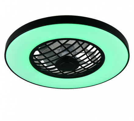 Trio Lighting Ανεμιστήρας Οροφής με Φως LED 45W RGBW LINKöPING Μαύρο Πλαστικό