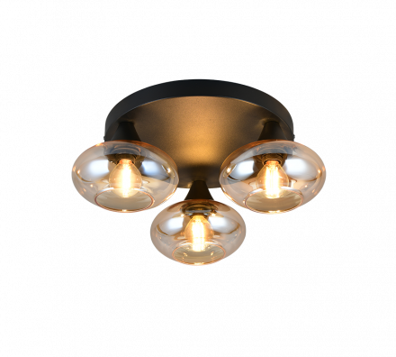Trio Lighting Πλαφονιέρα 3xE14 DIVINA Amber Γυαλί
