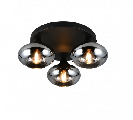 Trio Lighting Πλαφονιέρα 3xE14 DIVINA Smoke Γυαλί