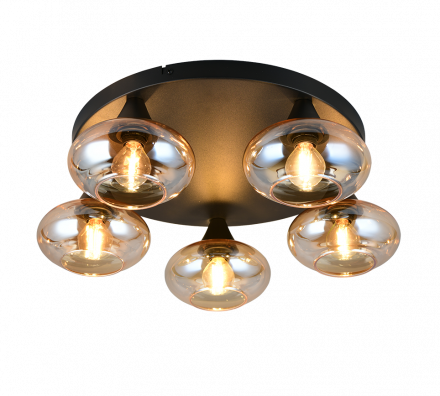 Trio Lighting Πλαφονιέρα 5xE14 DIVINA Amber Γυαλί