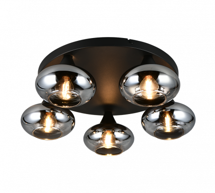 Trio Lighting Πλαφονιέρα 5xE14 DIVINA Smoke Γυαλί
