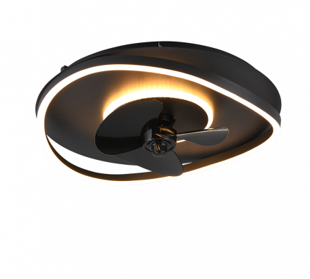 Trio Lighting Φωτιστικό Οροφής Με Ανεμιστήρα LED 30W SORTLAND Μαύρο Ματ Μέταλλο