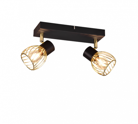 Trio Lighting Επίτοιχο Σποτ ARDON LED 2xE14 Μεταλλικό Μαύρο-Χρυσό