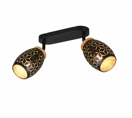 Trio Lighting Διπλό Spot 2xE14 BIDAR Μαύρο - Χρυσό Μέταλλο