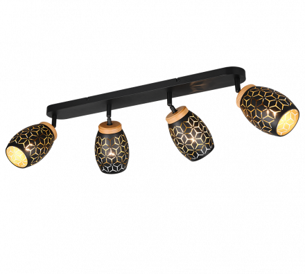 Trio Lighting Τετραπλό Spot 4xE14 BIDAR Μαύρο - Χρυσό Μέταλλο